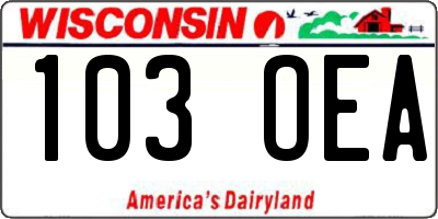 WI license plate 103OEA