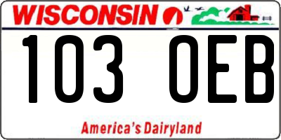 WI license plate 103OEB