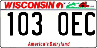 WI license plate 103OEC