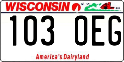 WI license plate 103OEG