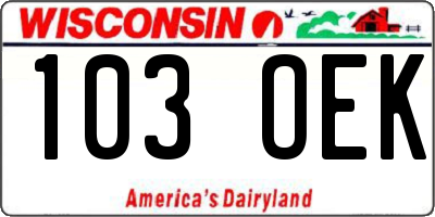 WI license plate 103OEK
