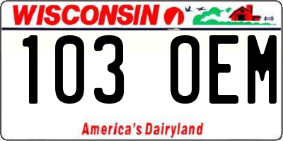 WI license plate 103OEM