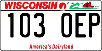 WI license plate 103OEP