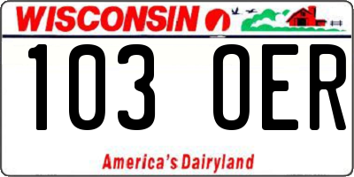 WI license plate 103OER