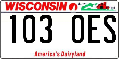 WI license plate 103OES
