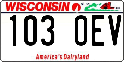 WI license plate 103OEV