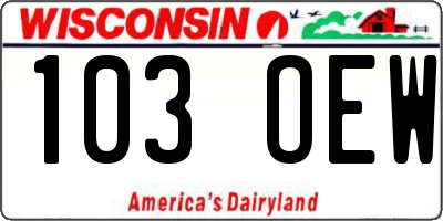 WI license plate 103OEW