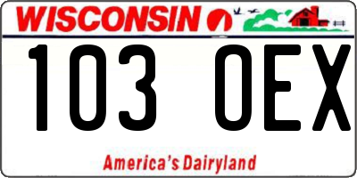 WI license plate 103OEX