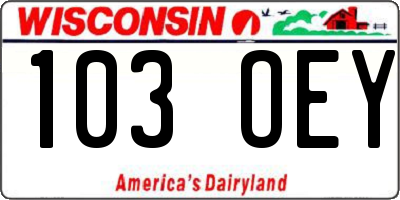 WI license plate 103OEY