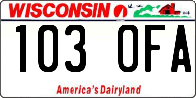 WI license plate 103OFA