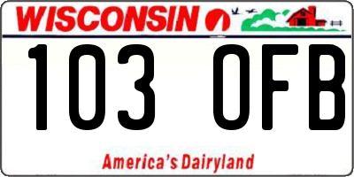 WI license plate 103OFB