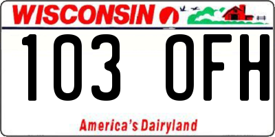WI license plate 103OFH