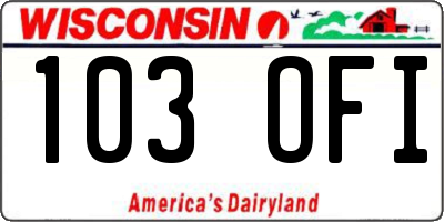 WI license plate 103OFI