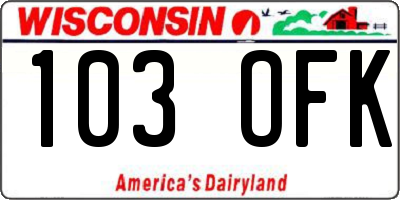 WI license plate 103OFK