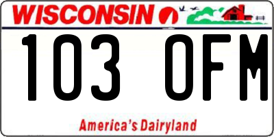 WI license plate 103OFM