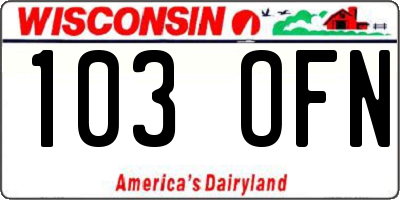 WI license plate 103OFN