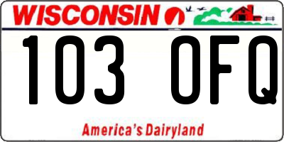 WI license plate 103OFQ