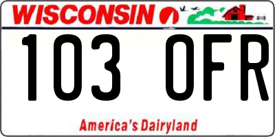 WI license plate 103OFR
