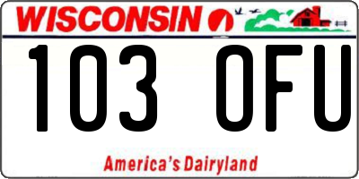 WI license plate 103OFU