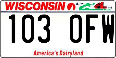 WI license plate 103OFW