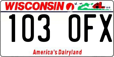 WI license plate 103OFX