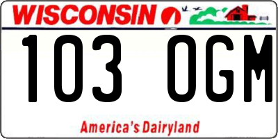 WI license plate 103OGM