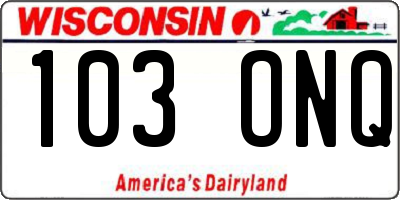 WI license plate 103ONQ