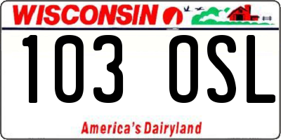 WI license plate 103OSL