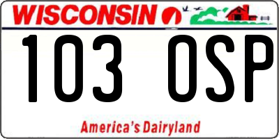 WI license plate 103OSP