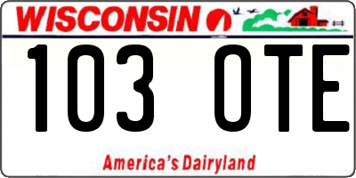 WI license plate 103OTE