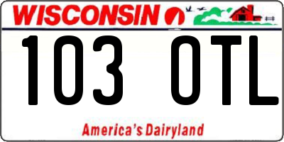 WI license plate 103OTL