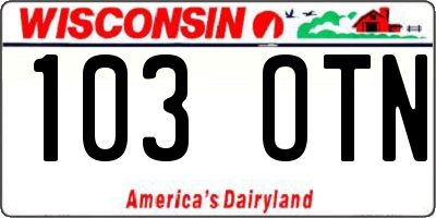 WI license plate 103OTN