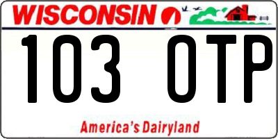 WI license plate 103OTP
