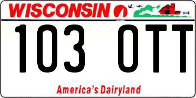 WI license plate 103OTT