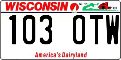 WI license plate 103OTW