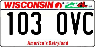 WI license plate 103OVC