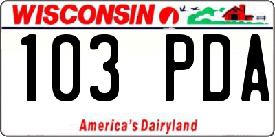WI license plate 103PDA