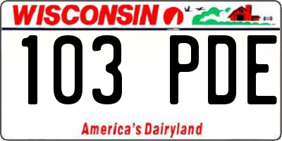 WI license plate 103PDE
