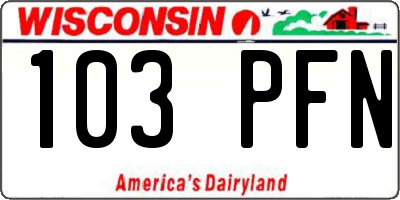 WI license plate 103PFN