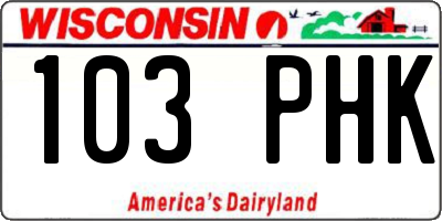 WI license plate 103PHK