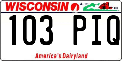 WI license plate 103PIQ