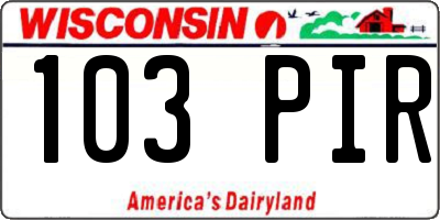 WI license plate 103PIR