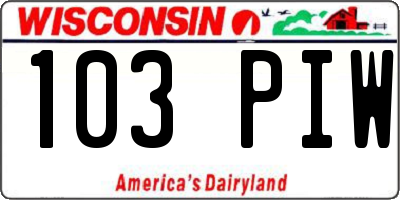 WI license plate 103PIW