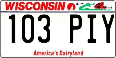 WI license plate 103PIY