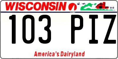 WI license plate 103PIZ