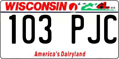 WI license plate 103PJC