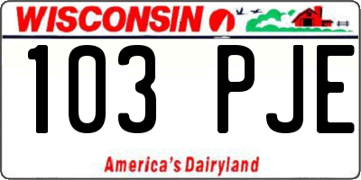 WI license plate 103PJE