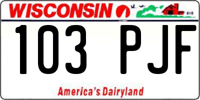 WI license plate 103PJF