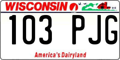 WI license plate 103PJG