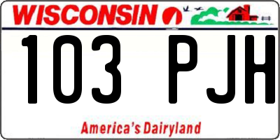WI license plate 103PJH